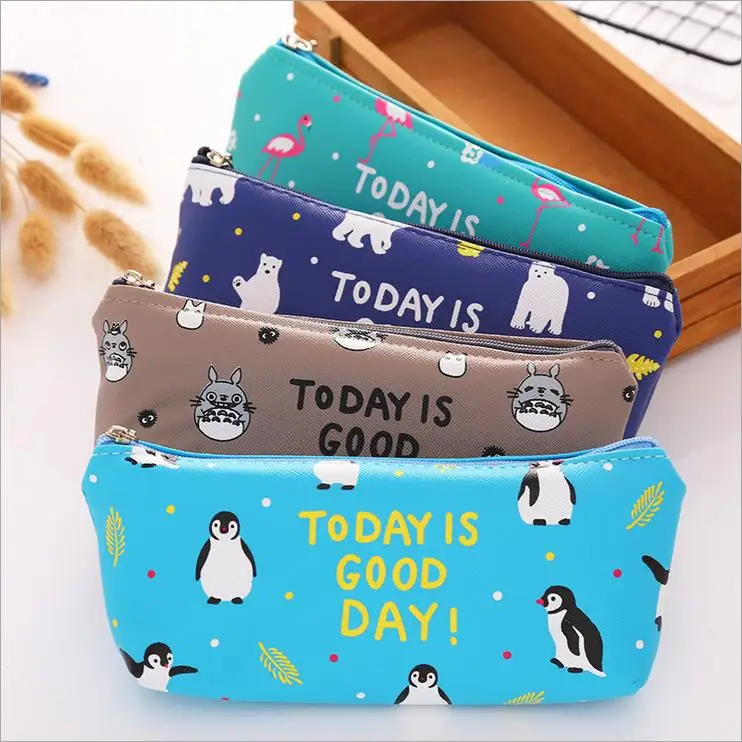 Kawaii креативный кожаный чехол для ручек с животными тканевый пенал карандашей etui a
