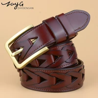 zayg new braided belt man women fashion mens belts luxury genuine leather belts for women designer men for jeans girdle male
