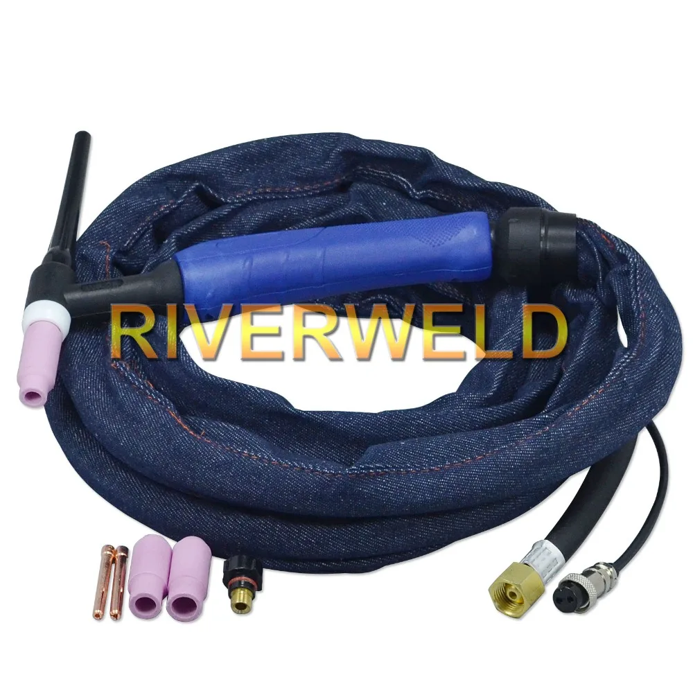 WP26-12E 12 футов 200Amp воздушным охлаждением горелки TIG сварочный фонарь в комплекте 4 метра 2 шпильки соединения Европейский стиль Фонарь налобный фонарь средства ухода за кожей