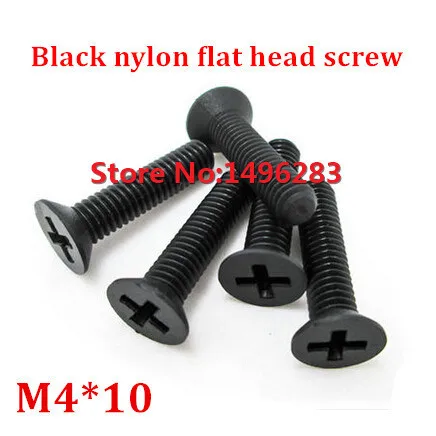 

200pcs M4*10 Black Nylon Countersunk Head Socket Screw Metric Threaded Machine Flat Bolt
