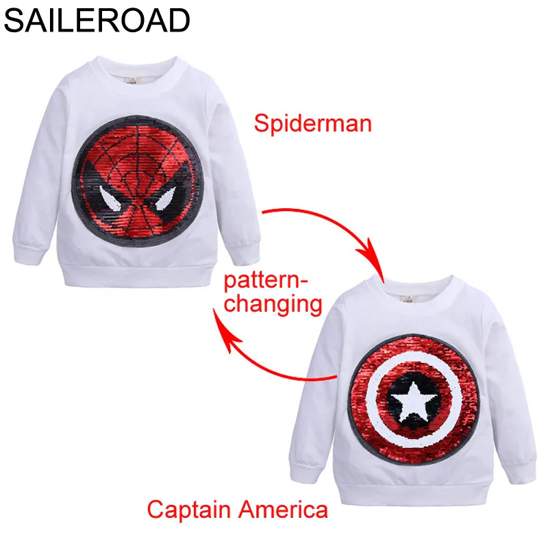 SAILEROAD Человек-паук, изменяющий лицо Captain America Boys Толстовки для детей с длинным рукавом Толстовка с капюшоном Детская толстовка