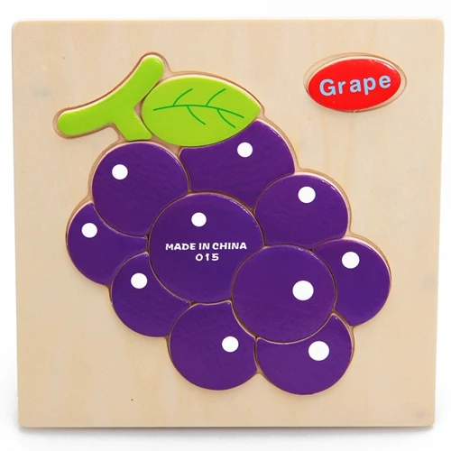 grape Дети 3D головоломки деревянные игрушки для дети мультфильм Животные движение фрукты головоломки интеллект детей Ранние развивающие игрушки - Цвет: grape