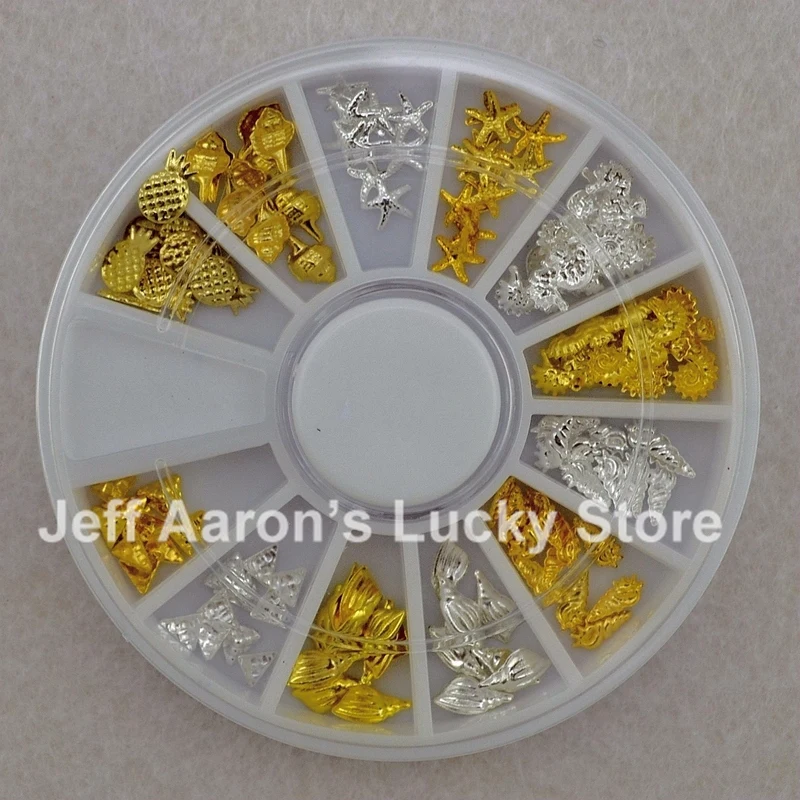 Красивые 3D металлические украшения для ногтей аксессуары золотого и серебряного