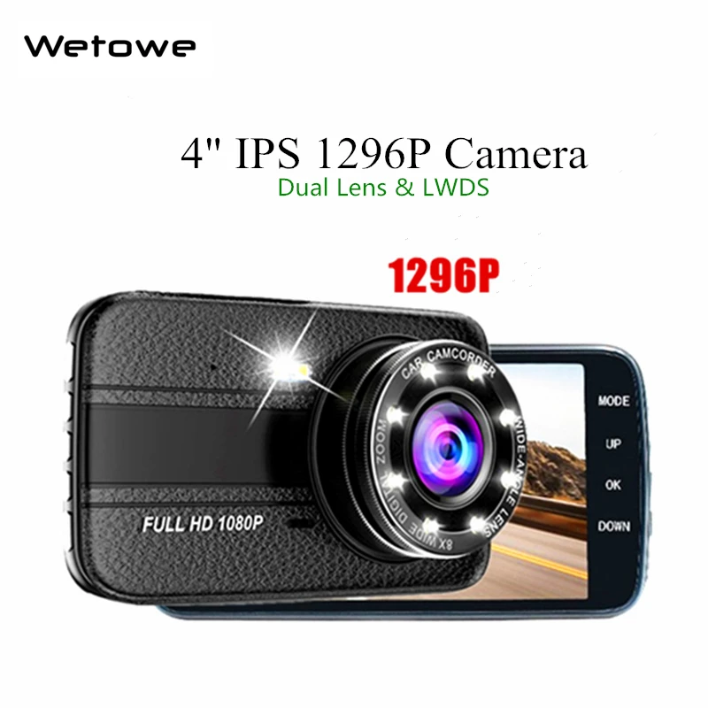 Автомобильный видеорегистратор Wetowe X8 с двумя объективами IPS 4 0 &quotFull HD 1296 P