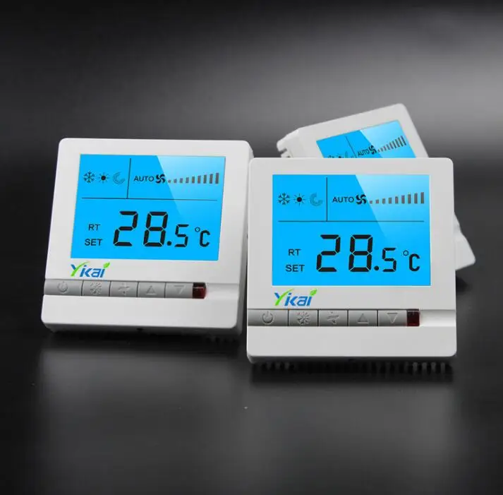 

Central air conditioning thermostat panel fan coil three-speed switch governor boiler plumbing room LCD thermostat