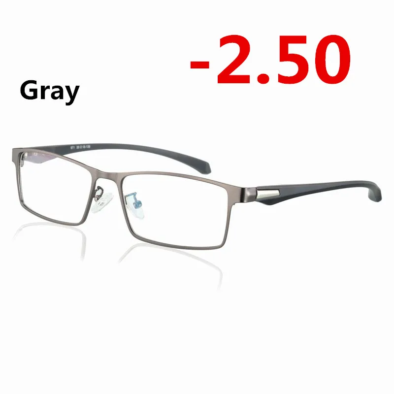 gray -2.50 Полная оправа солнцезащитные фотохромные очки для близорукости оптические мужские Студенческие очки для близорукости очки по рецепту оправа-1,0-4,0 - Цвет оправы: gray -2.50