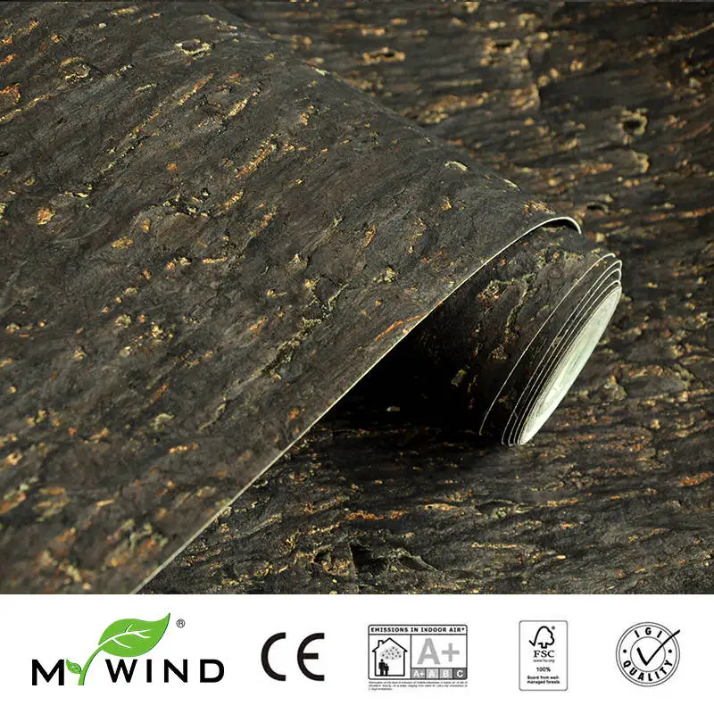 Черные золотые металлические пробковые обои для спальни звукопоглощающие 3D