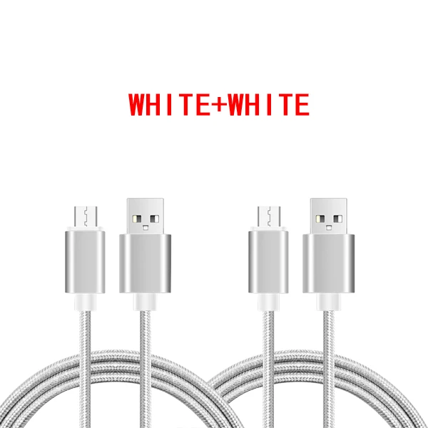 WHITE and WHITE CBAOOO 2 шт 3 м микро USB кабель быстрое зарядное устройство мини USB кабель для телефона QC3.0 3A шнур для зарядки данных внешний аккумулятор кабели для мобильных телефонов - Цвет: WHITE and WHITE