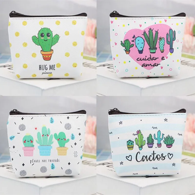 M219 женские кошельки с милым рисунком кактуса маленькая свежая сумка на молнии