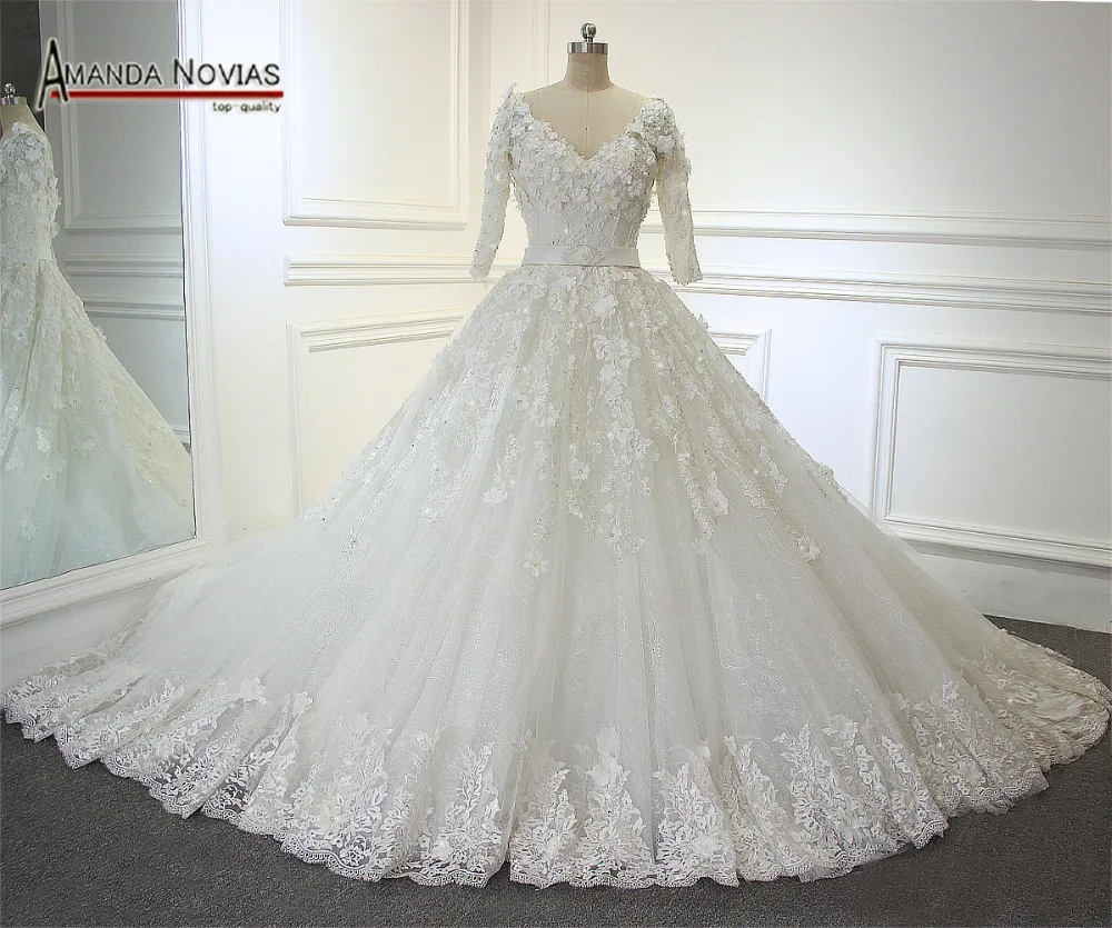 High Quality Actual Photos Arabic Luxury Long Train Wedding Dresses 2017 With Half Sleeves | Свадьбы и торжества