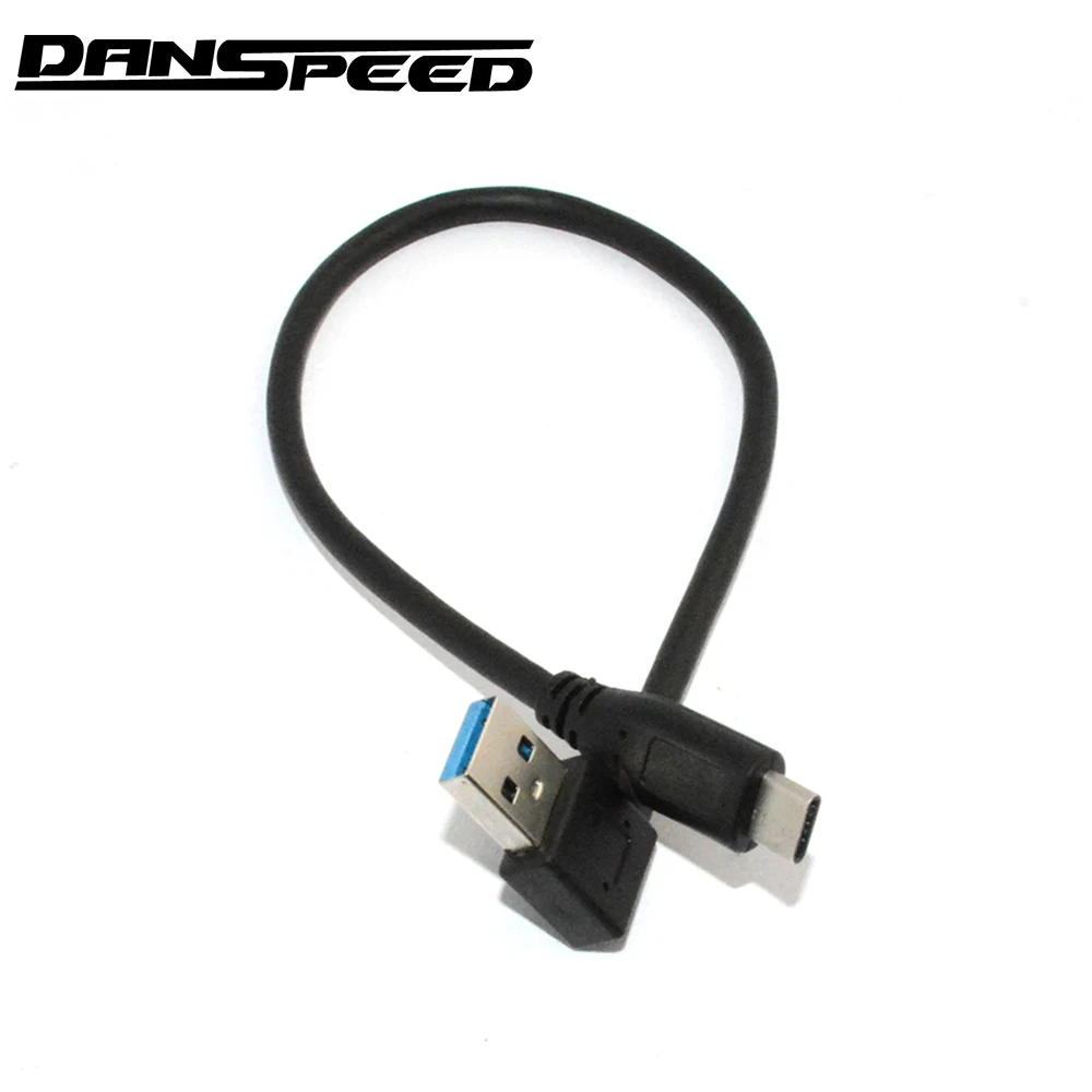 Danspeed Новый Реверсивный Мощность линия USB 3.0 AM прямым углом к Тип USB-C кабель для
