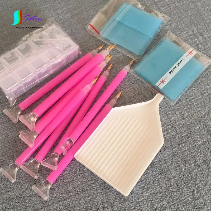 Коробка для хранения страз синий клей воск с пластиной и 6 камнями набор