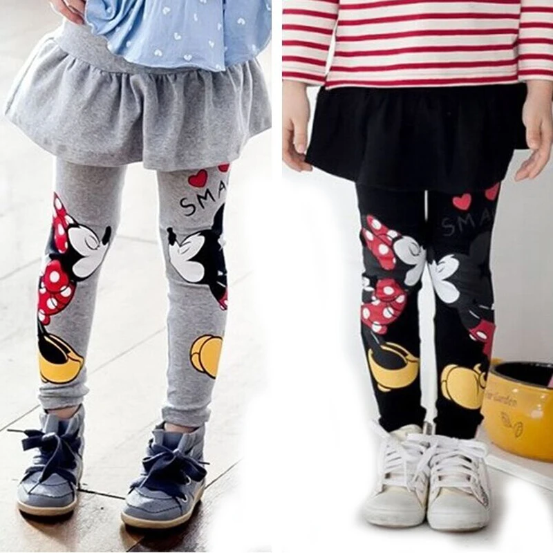 Baby girls skirt pants cotton kids legging cartoon kiss mouse print trousers children skirt pants autumn winter girls clothes