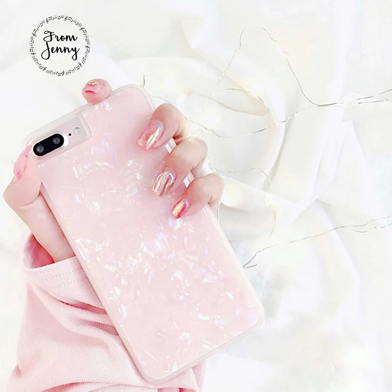 FromJenny Foil Bling Paillette Phone Cases For iPhone 8 7 6 6S Plus X Case White Conch Shell Fashion Plastic Coque Cover HOT |