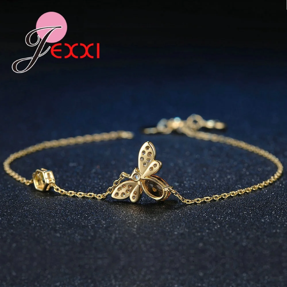 Модный браслет с подвеской из фианита ААА в виде насекомых пчелы Женский