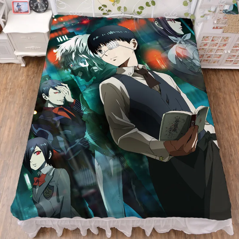Japanese Anime cosplay Bed Sheets Tokyo Ghoul Kaneki Ken Bed Cover Bedding Throw Blanket for otaku fans