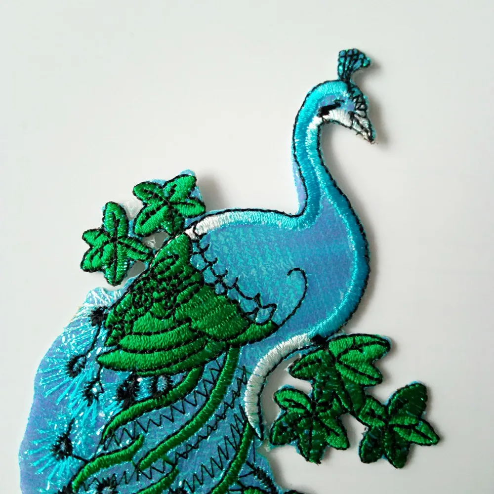 1 пара наклеек для одежды сшитых из ткани павлина с вышитой аппликацией|fabric patch
