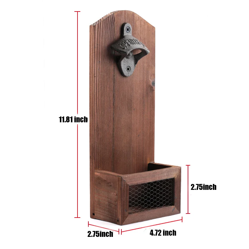 Wood bottle opener 1 шт., винтажная настенная открывалка для бутылок, настенная открывалка для бутылок пива с магнитной твердой деревянной пластиной, для бара, для питья, кухонные аксессуары - Цвет: Wood bottle opener