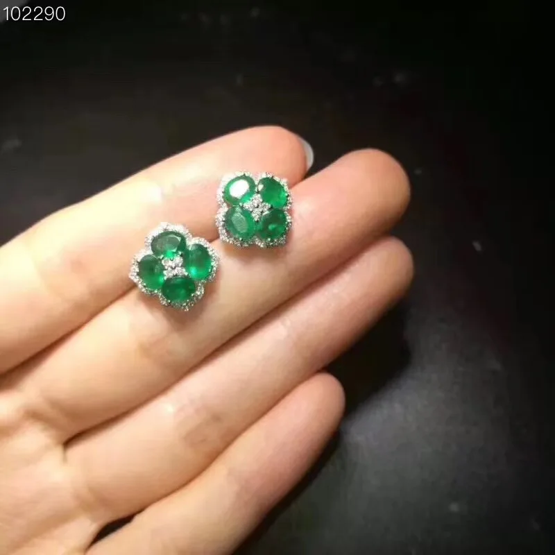 Изумруд Серьги Бесплатная доставка натуральный изумруд 925 пробы серебряные