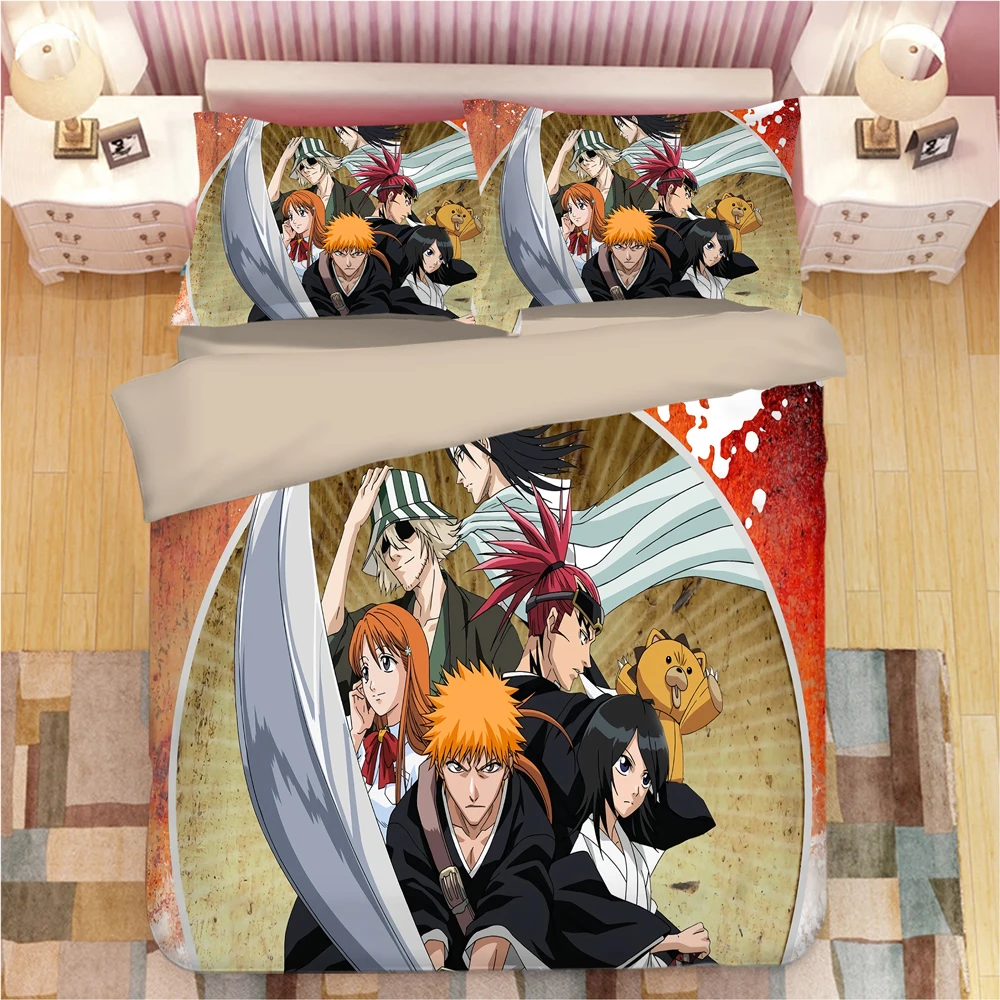 BLEACH Kurosaki Ichigo Комплект постельного белья, пододеяльник, наволочки, мультяшное аниме одеяло, Комплект постельного белья s, постельное белье, Комплект постельного белья