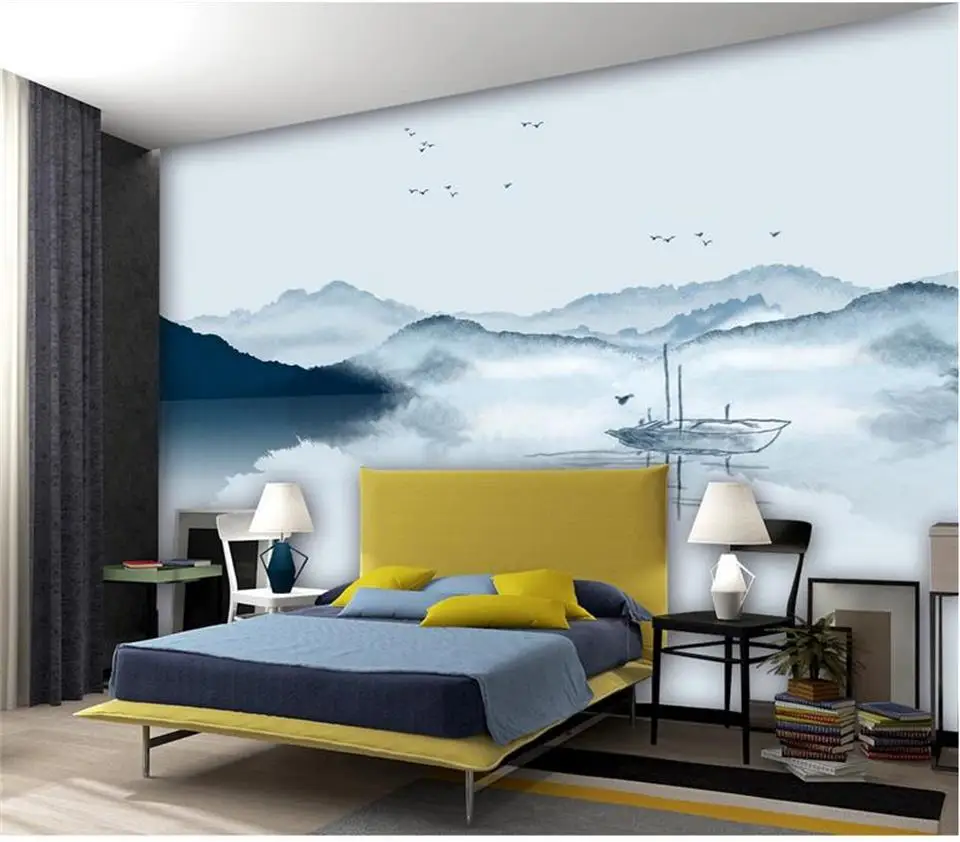 custom 3d photo wallpaper mural living room abstract water and ink landscape painting sofa TV background non-woven wall sticker |