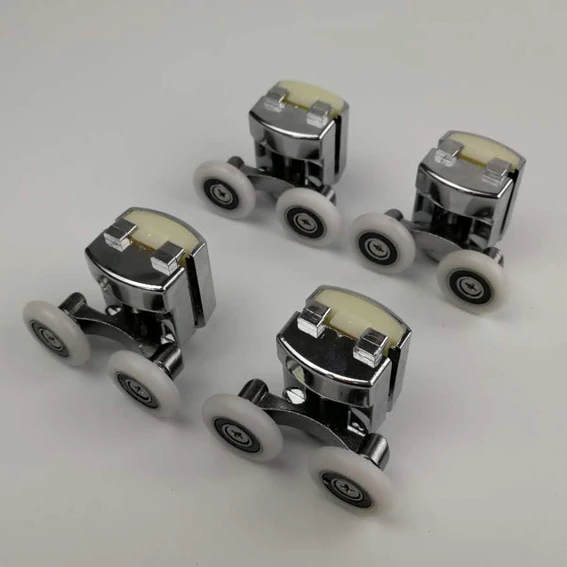 4pcs upper parts До 4 никель-металл-8 шт./компл. 23/25 мм Pop Up Множественная система шкива латуни цинк сплав подшипника оборудования дверей раздвижных дверей, душевая кабина, душевая кабина аксессуары - Цвет: 4pcs upper parts