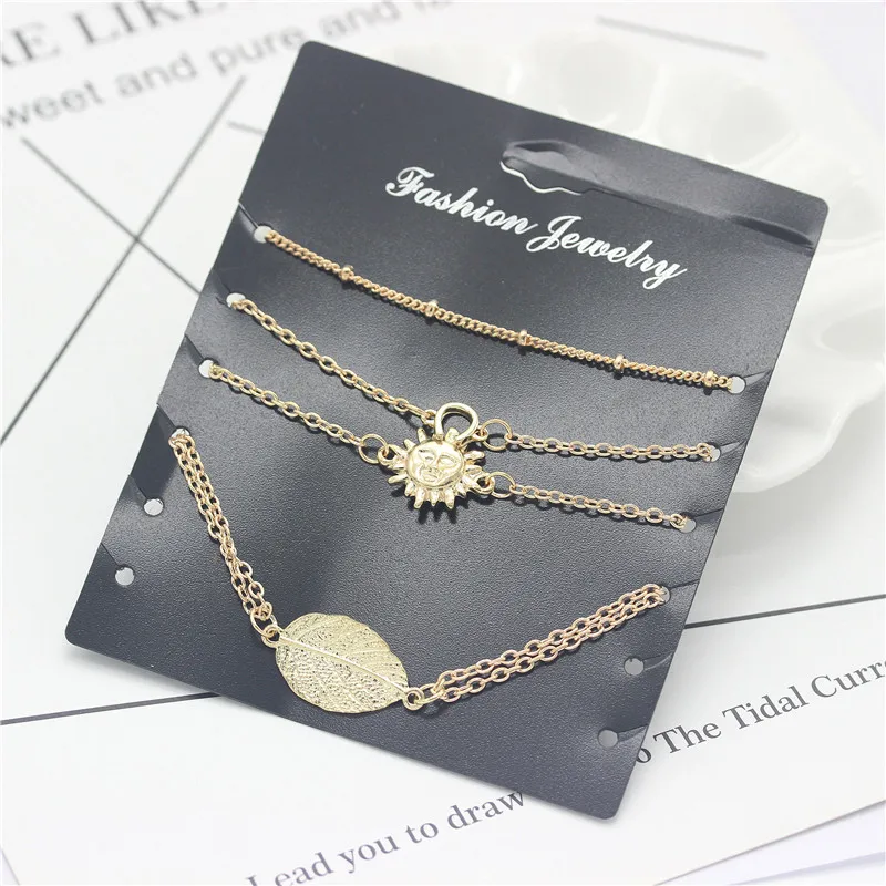 Украшения olaru 4 шт./компл. золотой цвет листья солнечные бусы простые браслеты с