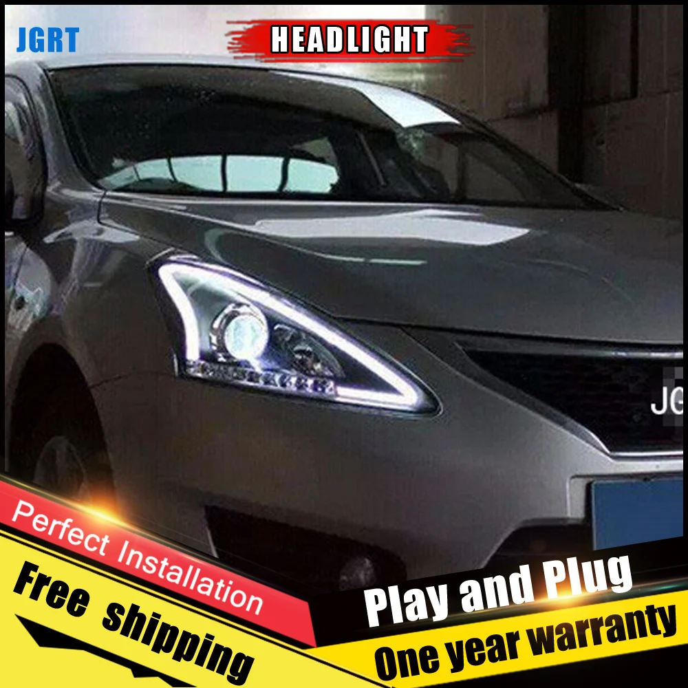 Автомобильные фары светодиодные для Nissan Tiida 2012-2014 светодиодный ные линзы DRL