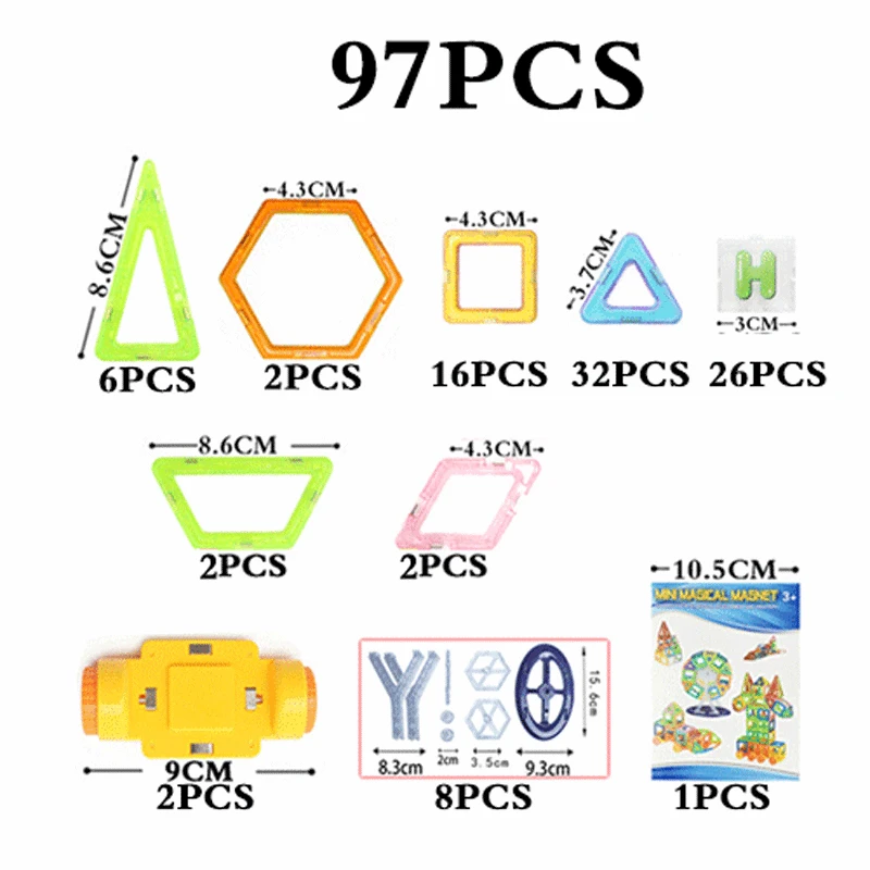 Mylitdear 97 шт. мини Магнитные строительные игрушки магнитные блоки для детей DIY