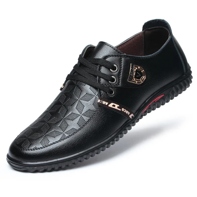 Black Casual Shoes Merkmak/мужская повседневная обувь; коллекция года; сезон весна; очень удобная дышащая обувь из натуральной кожи на шнуровке; модная мужская обувь для отдыха; обувь для вождения - Цвет: Black Casual Shoes