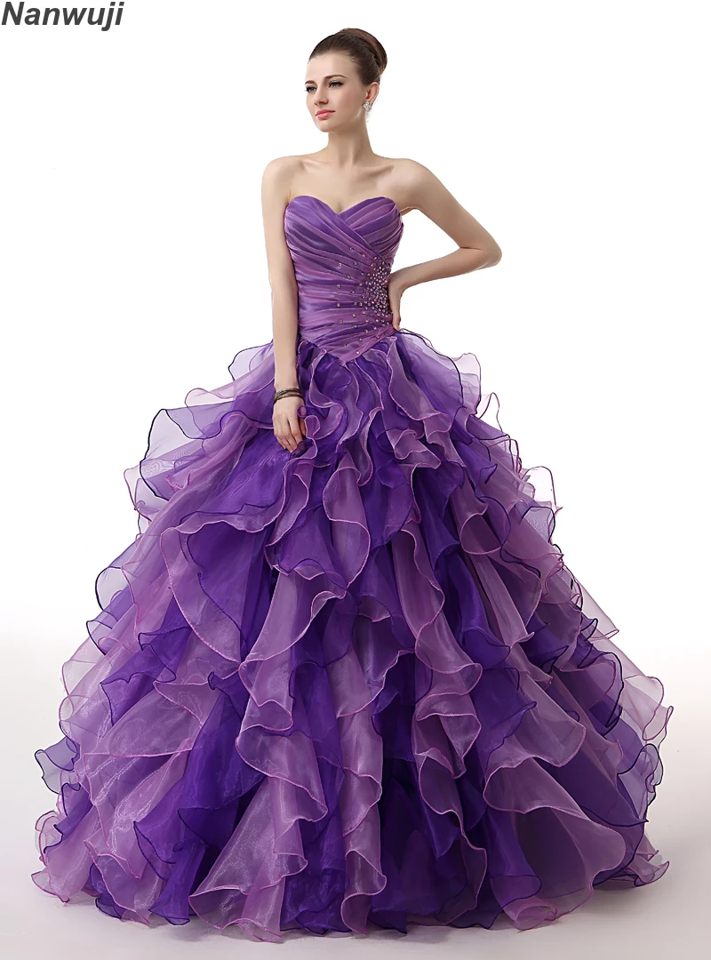 Пышные фиолетовые платья Quinceanera 2018 милое платье с бисером милые бальные 16 синего