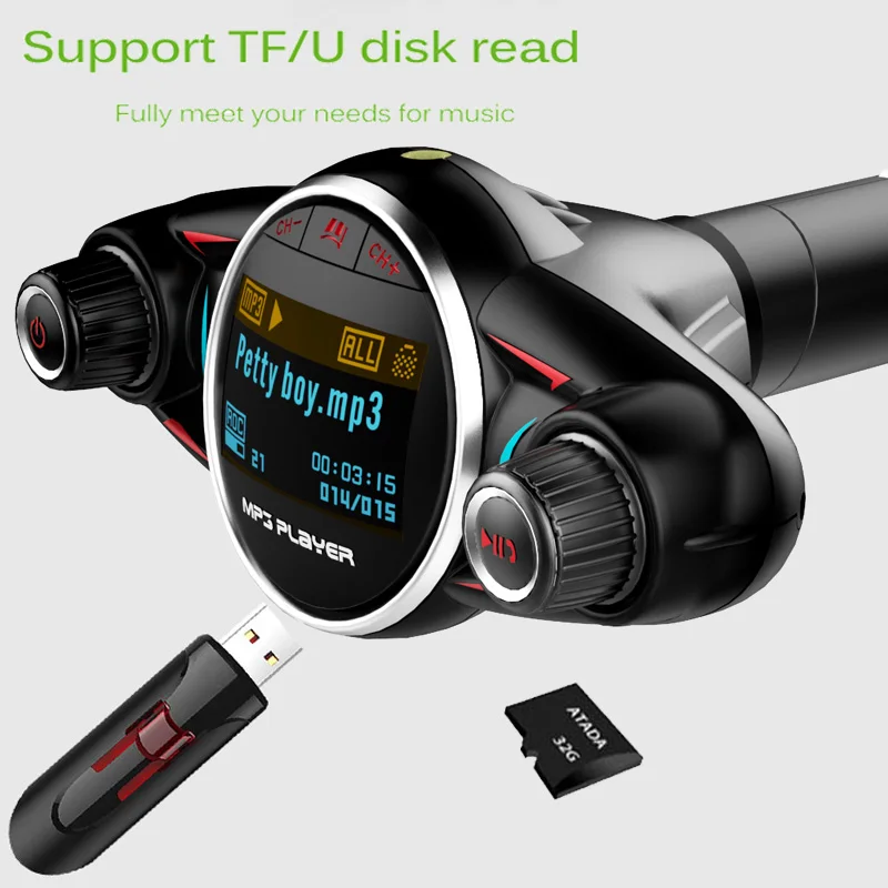 JINSERTA мини MP3 плеер BT4.0 с fm-передатчиком светодиодный экран Handsfree TF карта USB Play Автомобильный mp3 плеер Зарядка для телефона