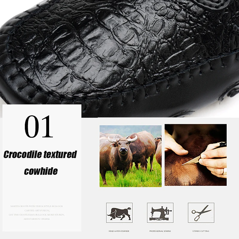 Мужские мокасины ZFTL черный горох с крокодиловым узором британская повседневная