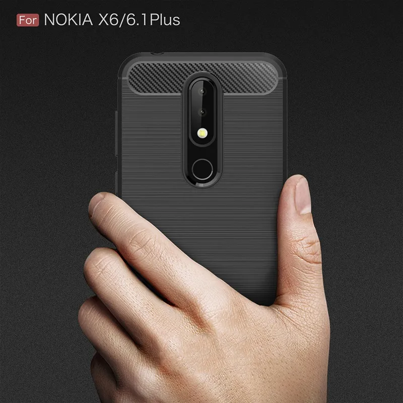 Carbon Fiber Case For Nokia 9 PureView Silicone Soft TPU Nokia9 Cover Black Cases 7.1 6.1 Plus X7 X6 | Мобильные телефоны и