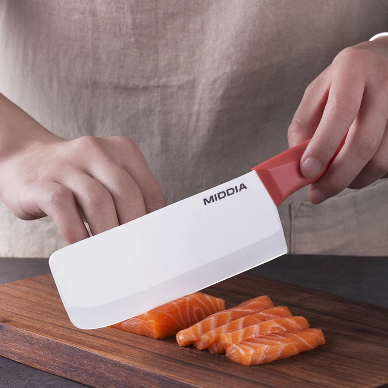 

Middia 6 inch Ceramic Cleaver Knife Kitchen Knives for Vegetable and Meat Cutting With Sheath
