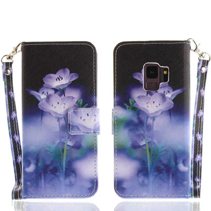 Чехол для телефона s Coque для samsung Galaxy S5 S6 S7 Edge S8 S9 Plus Core Grand J2 Prime чехол TPU+ чехол из искусственной кожи Panda Note 8 B42 - Цвет: Blue Flower