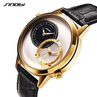 sinobi golden mens watches creative two movements clock metal analog mens quartz wristwatches geneve clock relogio masculino