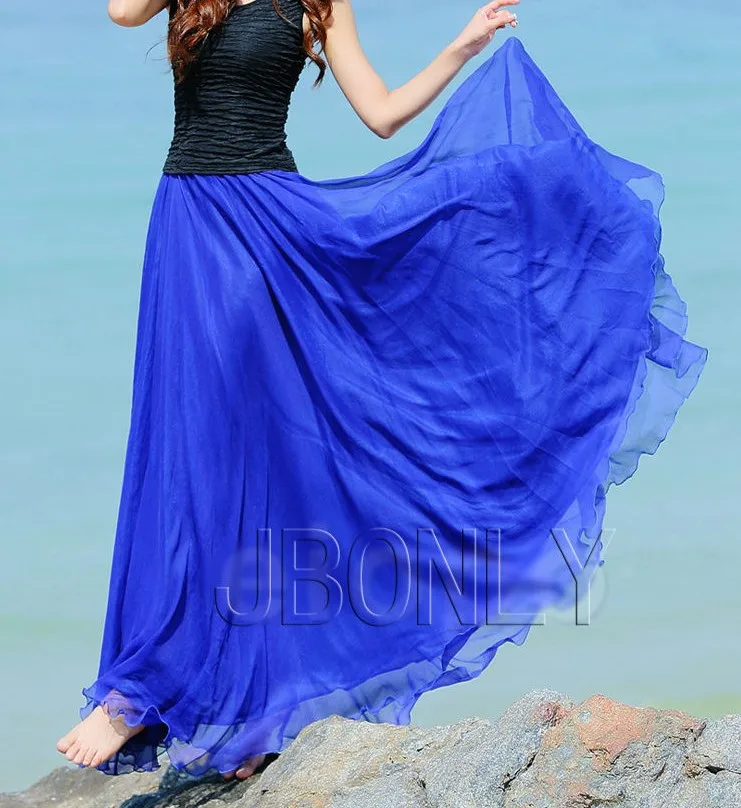 U-SWEAR 2020 New Arrival Fashion Women Skirt Big Swing Chiffon Floor-Length Long Bohemian Soft Vestidos Female Solid | Женская одежда