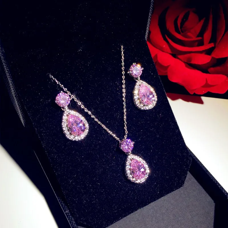 Комплект ювелирных изделий для женщин однотонные 925: Серебряный розовый