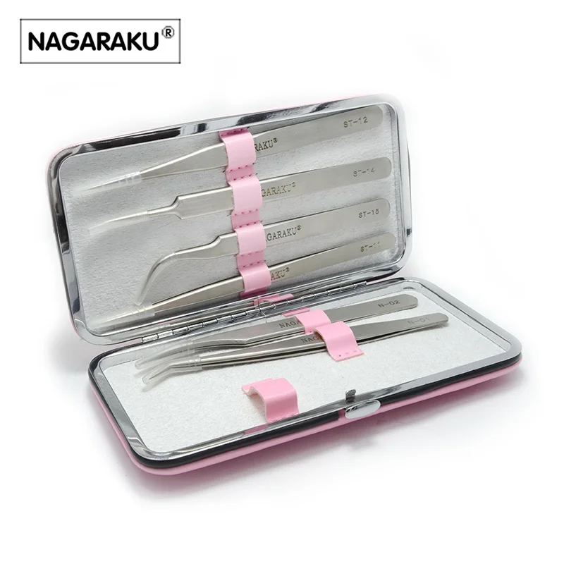 Пинцет NAGARAKU, 6 шт. в комплекте, высокое качество, нержавеющая сталь, промышленный антистатический точный пинцет, инструмент для наращивания ресниц