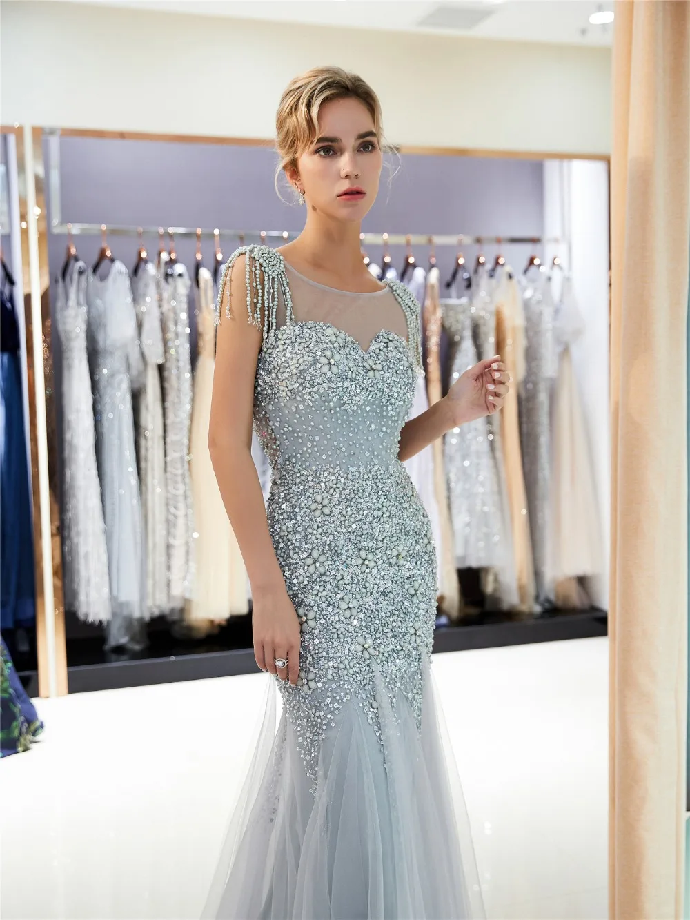 Роскошные бриллиантовые платья jaevini для матери невесты с глубоким круглым