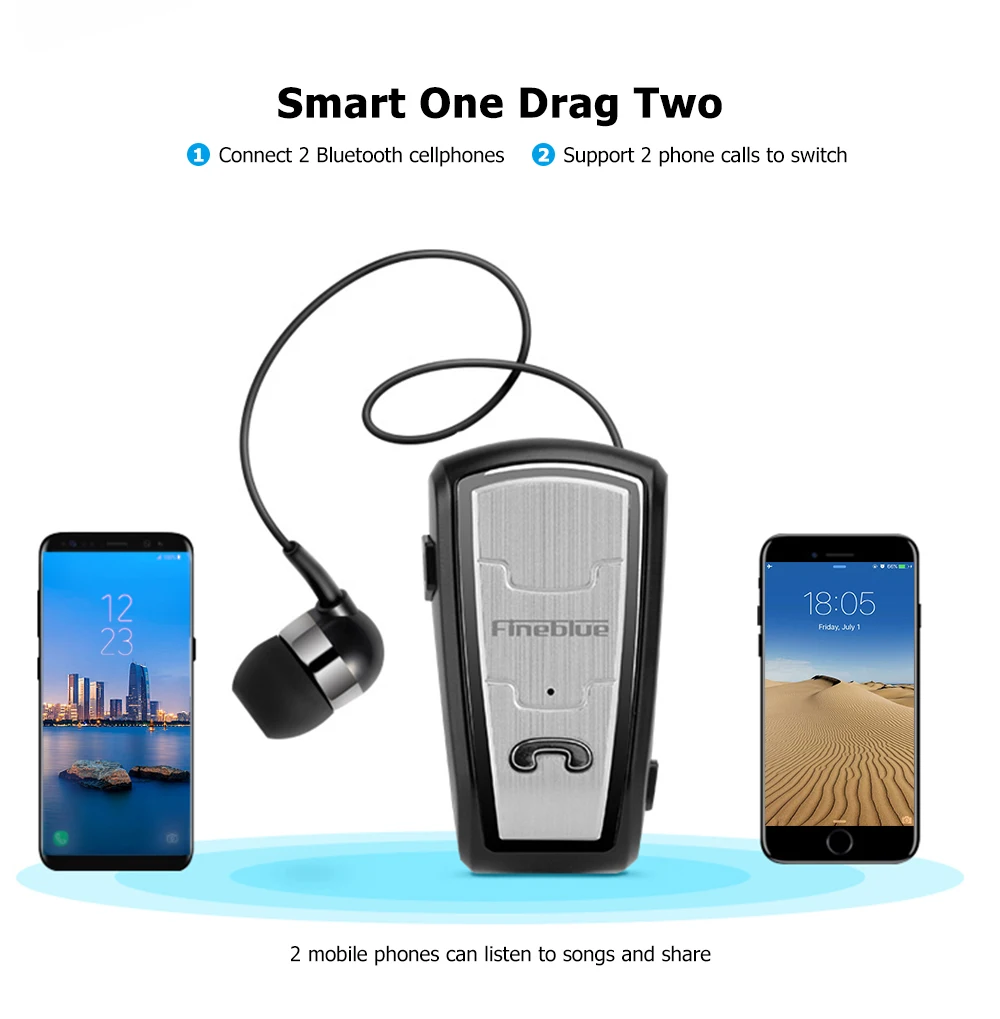 Fineblue FQ208 Bluetooth 4 0 наушники вкладыши для автомобиля бизнес с выдвижным кабелем