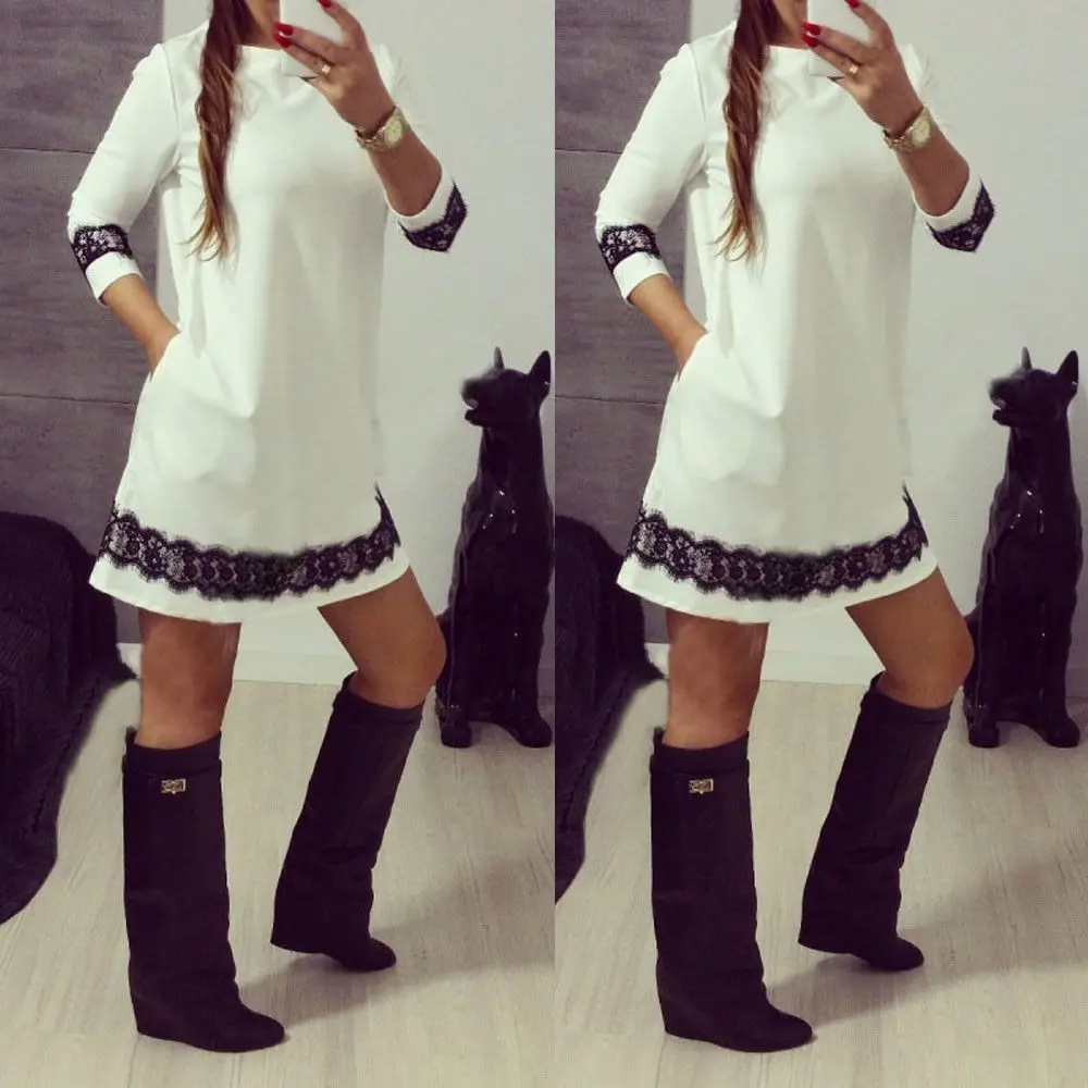 Женская туника кружевная с длинным рукавом на весну и осень|tee top|long sleeve teelong t-shirt |