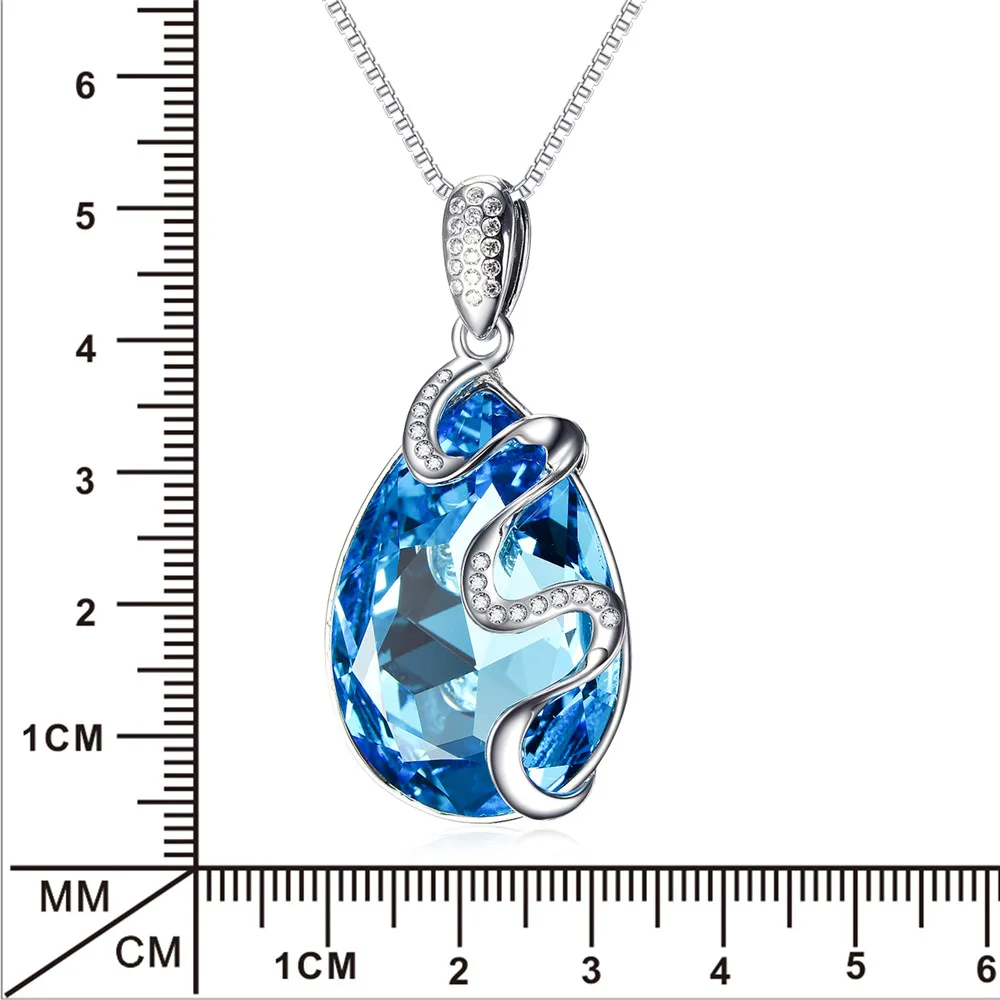 Подвеска с голубым кристаллом Swarovski из ленты подарок для женщин и девушек бренд