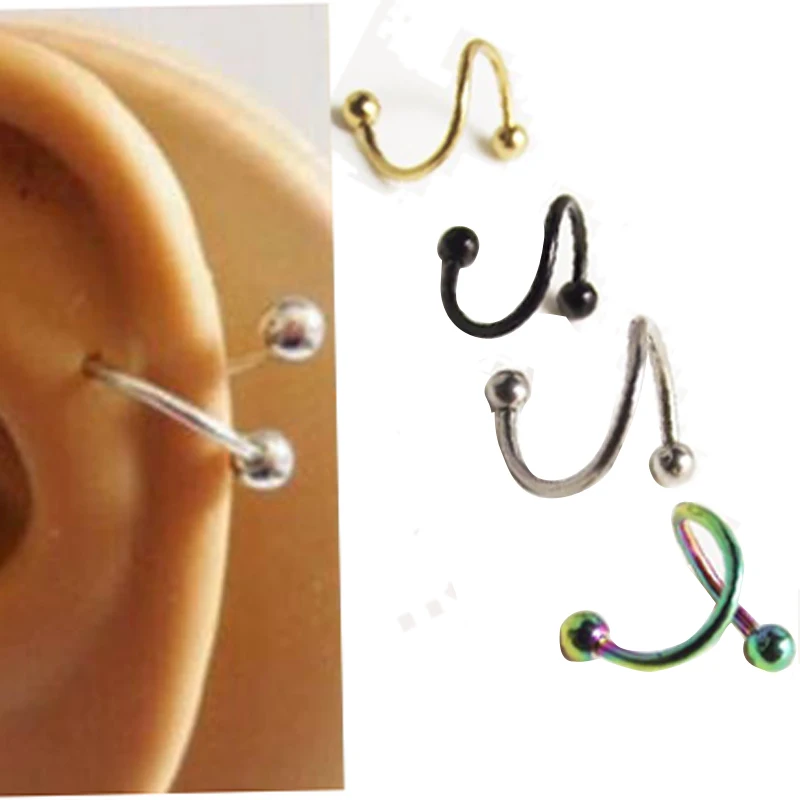 SaYao 2 шт S Labret Кольцо хирургическое нержавеющая сталь бар спираль Твистер Козелок Уха Пирсинг спираль кольцо Украшения для тела