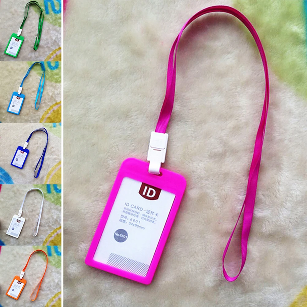 

Name Credit Card Holders With Lanyard Bank Card Neck Strap Card Bus ID Holders Candy Colors Identity Badge For Women Men