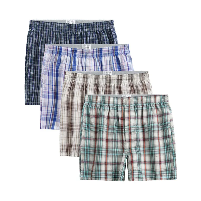 10PCS Classic Plaid Men's Boxers Cotton Mens Underwear Trunks Woven Homme Arrow Panties Boxer Plus size 9XL