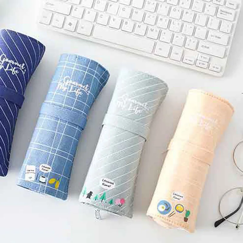 1 шт милый школьный пенал из хлопка и льна Pencilcase мультфильм Roll Pencial сумка для мальчиков и девочек канцелярские принадлежности для карандашей