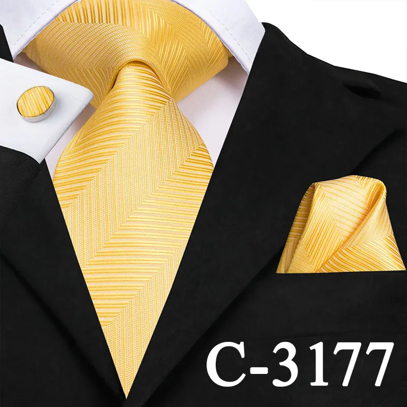 C-3177 Hi-Tie деловые синие мужские галстуки Набор Шелковый Полосатый галстук Hanky запонки набор 8,5 см Широкий классический деловой Свадебный Карманный квадратный галстук - Цвет: C-3177