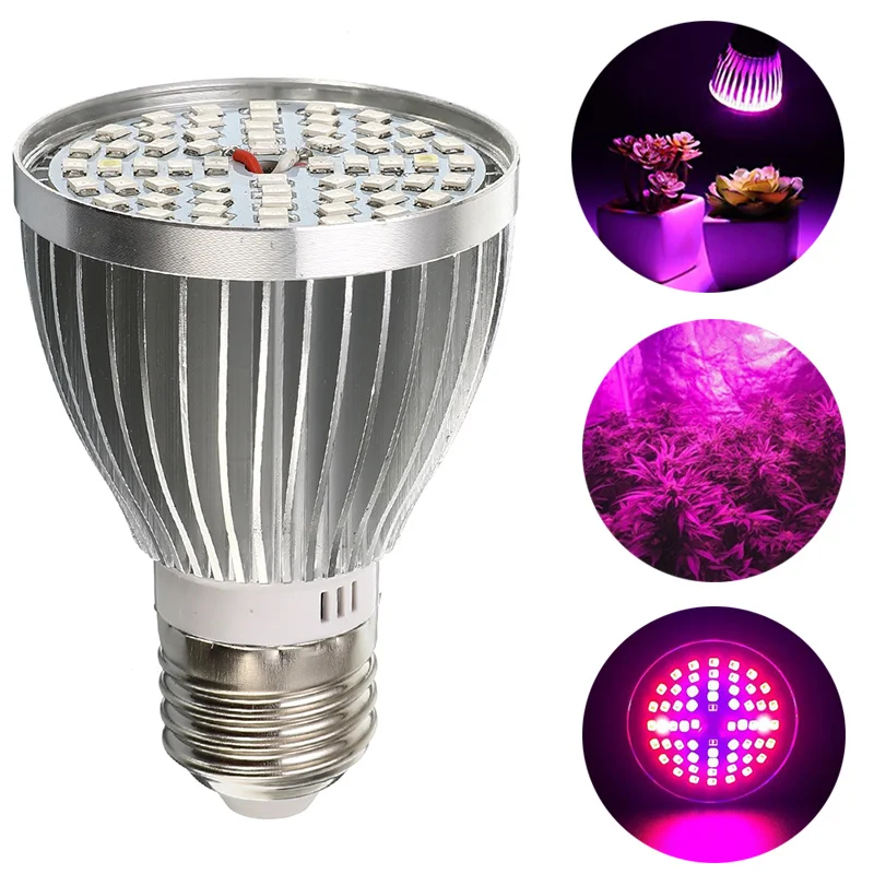 E27 Led Grow Light полный спектр 9 Вт 60 светодиодов красный синий УФ ИК алюминиевая